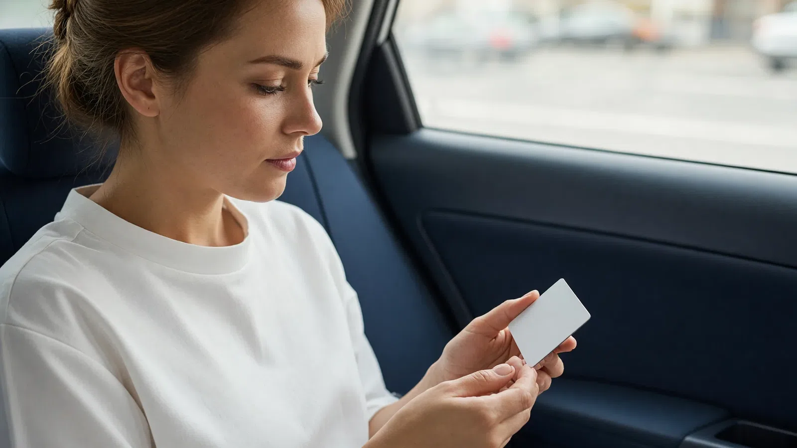 Passenger choosing bank card payment in a taxi app on a smartphone